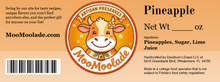 Cargar imagen en el visor de la galería, Moo Moolade pineapple preserve label with cow illustration and branding details.